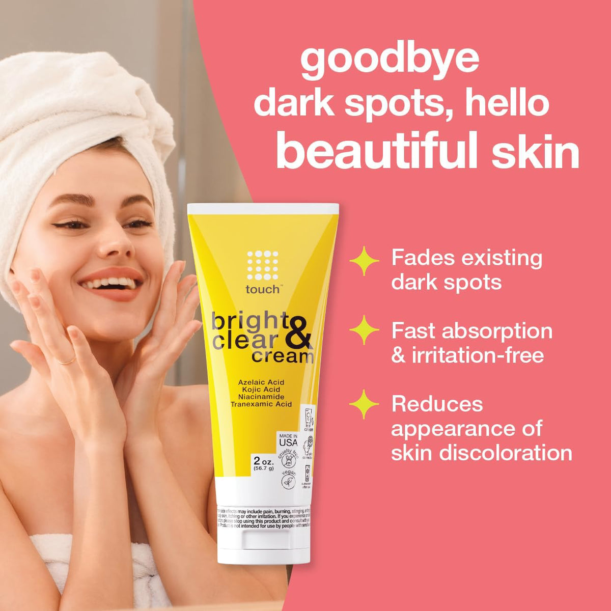 TOUCH radiance cream open jar texture highlighting lightweight absorbency