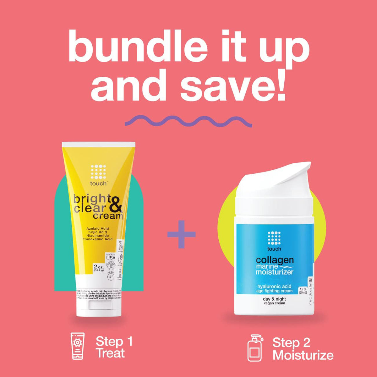 TOUCH radiance cream held in hand for size comparison and travel convenience