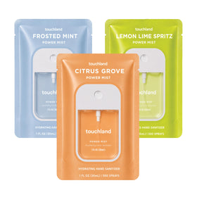 Touchland Fresh Trio front packaging showcasing compact travel bottles and convenience