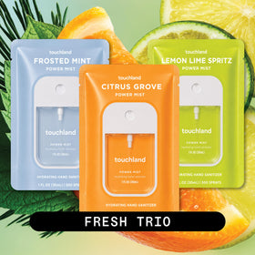 Touchland Frosted Mint nozzle close-up demonstrating fine mist and quick coverage