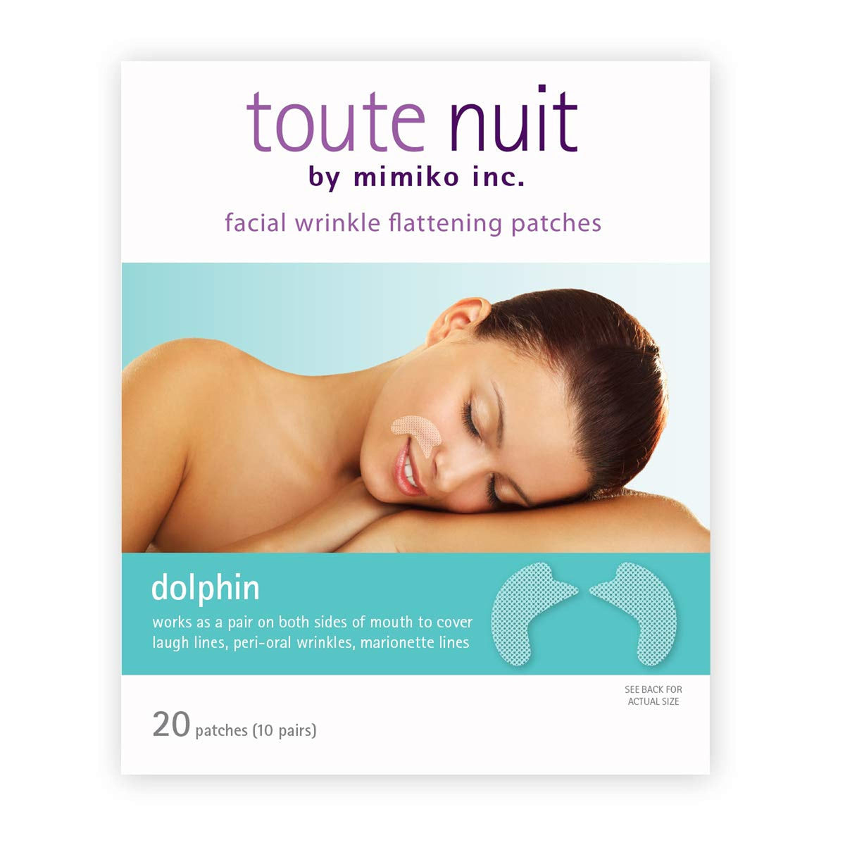 Toute Nuit single dolphin patch close-up demonstrating discreet, targeted fit