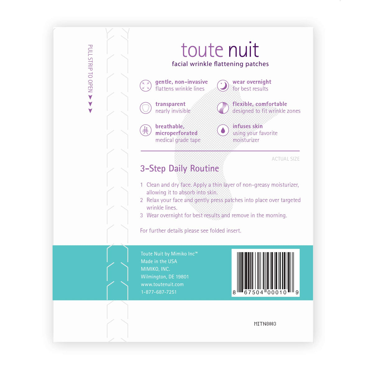 Toute Nuit patch texture detail showing smooth clear material for comfort
