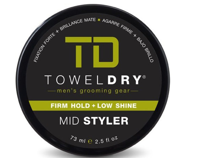 Towel Dry mid styler jar front view showing label and compact 2.5 fl oz size for travel