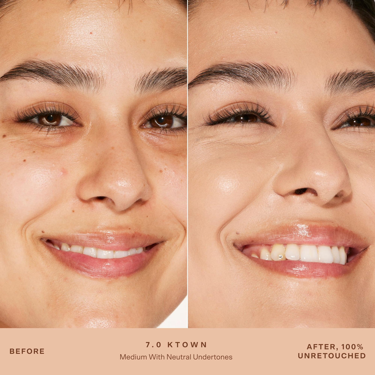 Tower 28 concealer swiped on arm showing creamy texture and medium-full coverage payoff