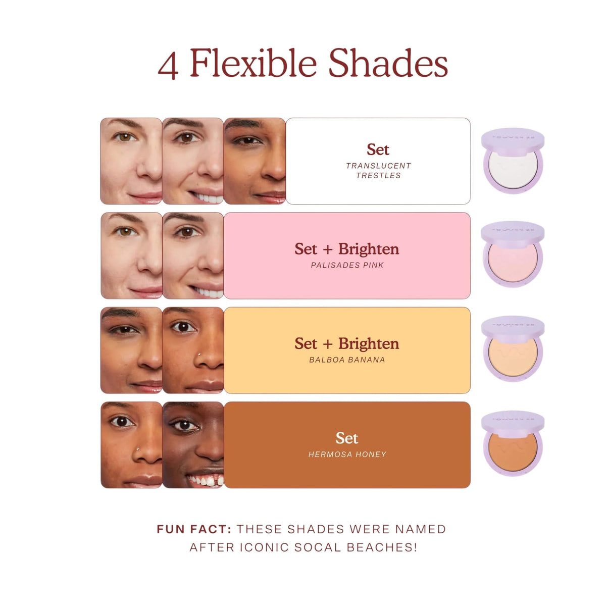 Tower 28 powder texture close-up showing smooth finish and blur effect benefit