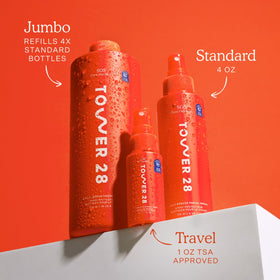 Tower 28 hypochlorous ingredient callout emphasizing calming support and clean formula