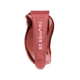 Tower 28 LipSoftie front packaging showing shade and glossy finish benefit