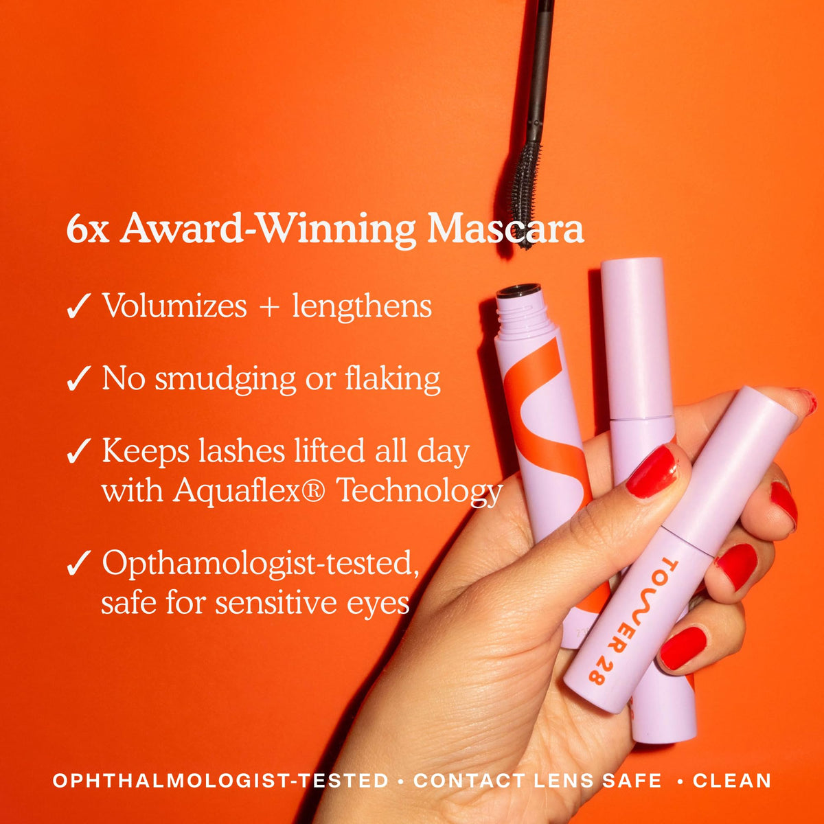 Tower 28 texture swipe on skin demonstrating smooth, clump-free application benefit