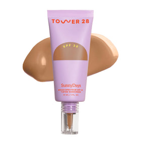 Tower 28 front packaging showing SPF 30 and shade label, protecting skin