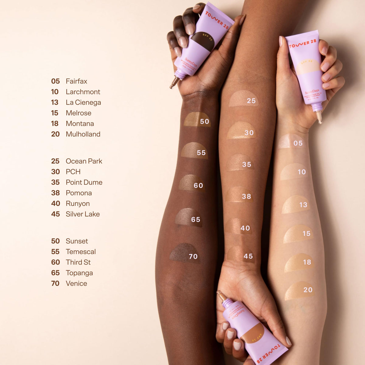 Tower 28 next to skincare bottles suggesting compatibility with daily products
