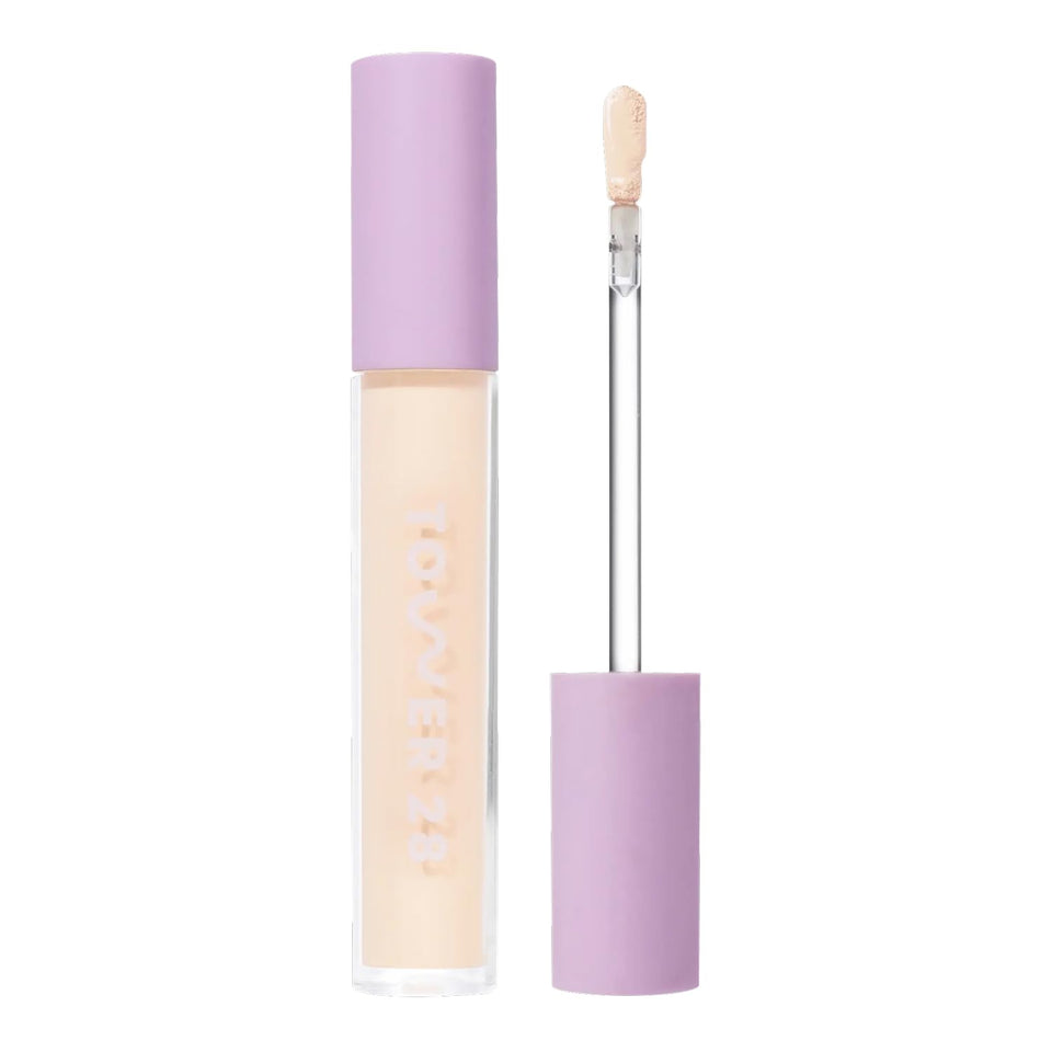 Tower 28 front tube view shows compact concealer packaging and brand clarity
