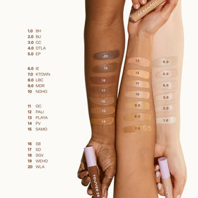 Tower 28 on skin swatch arm illustrating true shade and blendability