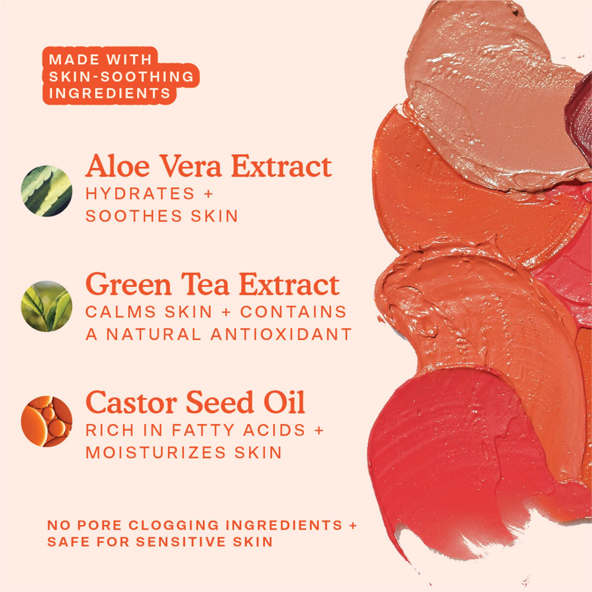 Tower 28 label close-up highlighting aloe vera and green tea for soothing support