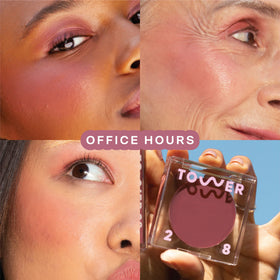 Tower 28 close-up of creamy BeachPlease texture illustrating dewy, blendable finish