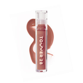 Tower 28 front packaging showing gloss tube and shade Cashew for polished look