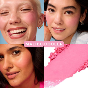 Tower 28 powder layered over cream blush for intensified color and set benefit