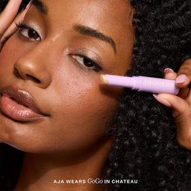Tower 28 used as highlighter on nose and cupid’s bow for targeted brightness benefit