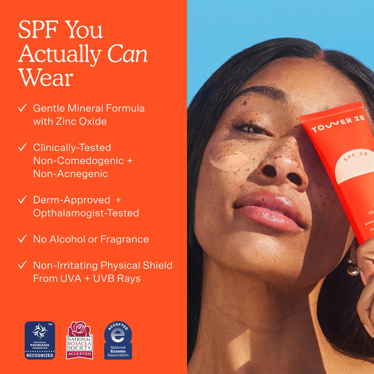 Tower 28 FaceGuard SPF 30 layered under foundation for a seamless makeup base