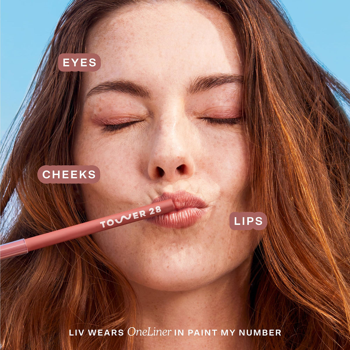 Tower 28 pencil tip close-up highlighting creamy glide and precise line