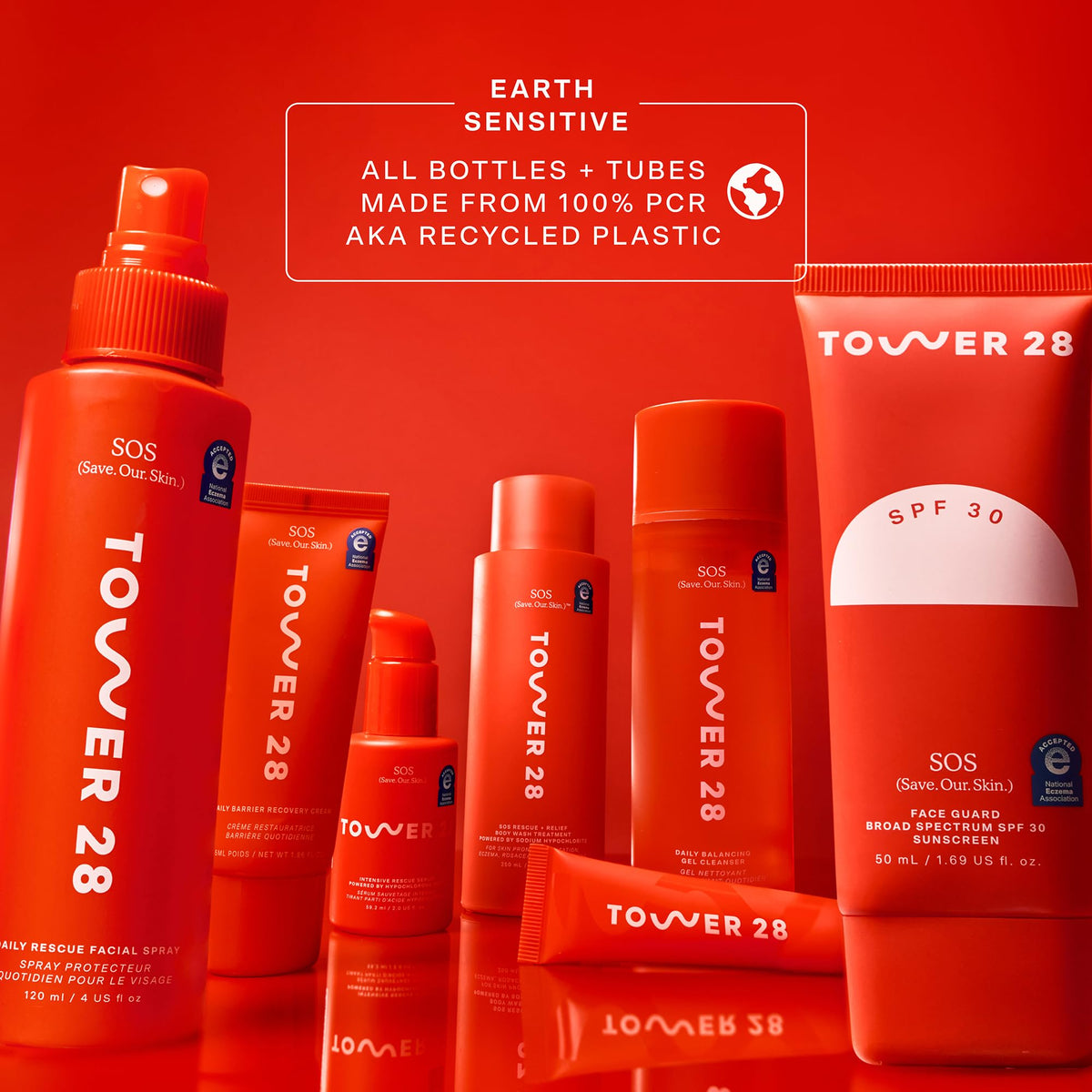 Tower 28 packaging base showing ingredient list and clinical-testing reassurance benefit