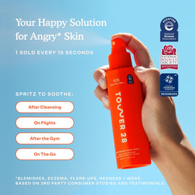 Tower 28 mist used after workout to refresh skin and reduce irritation