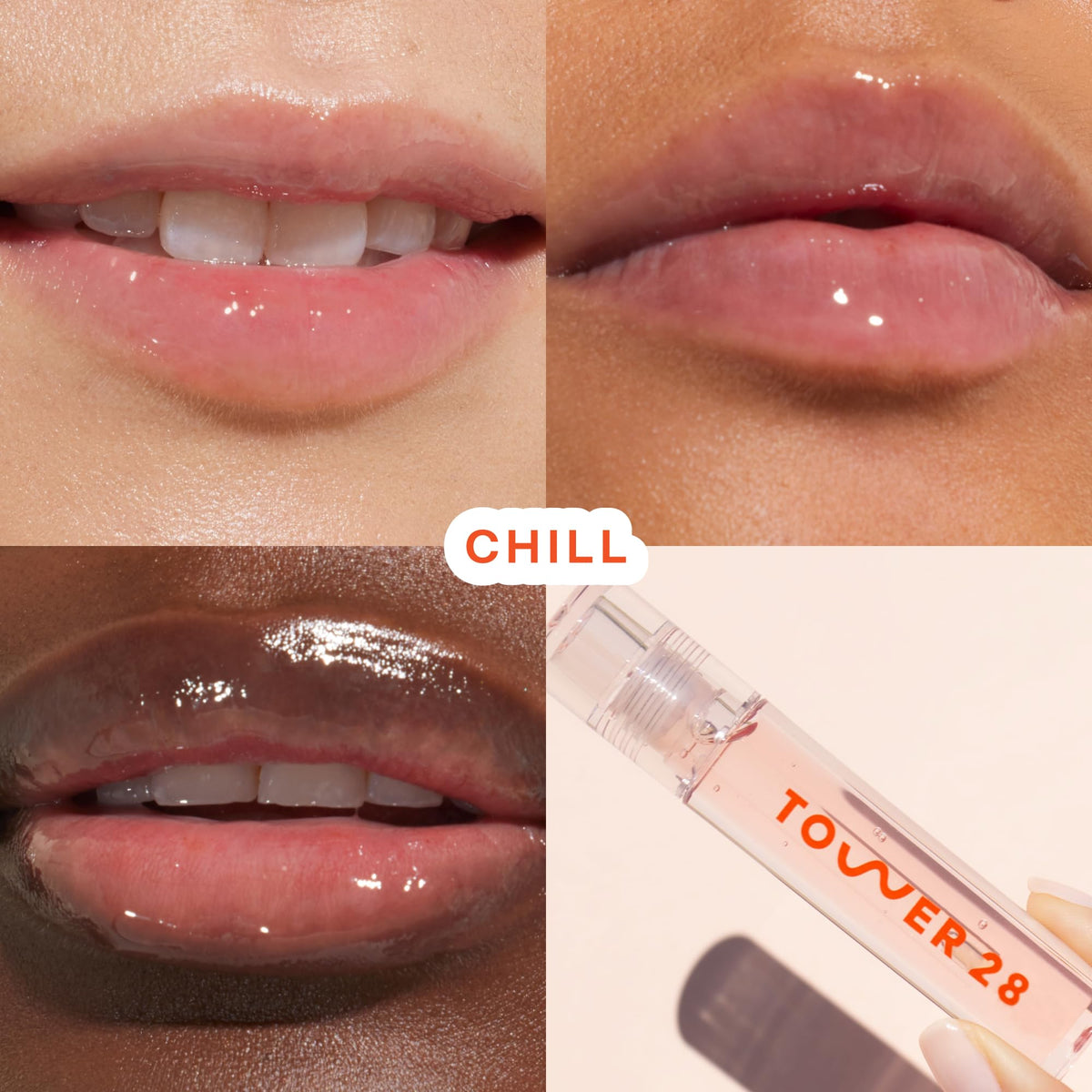 Tower 28 applicator wand close-up illustrating easy, precise glossy application