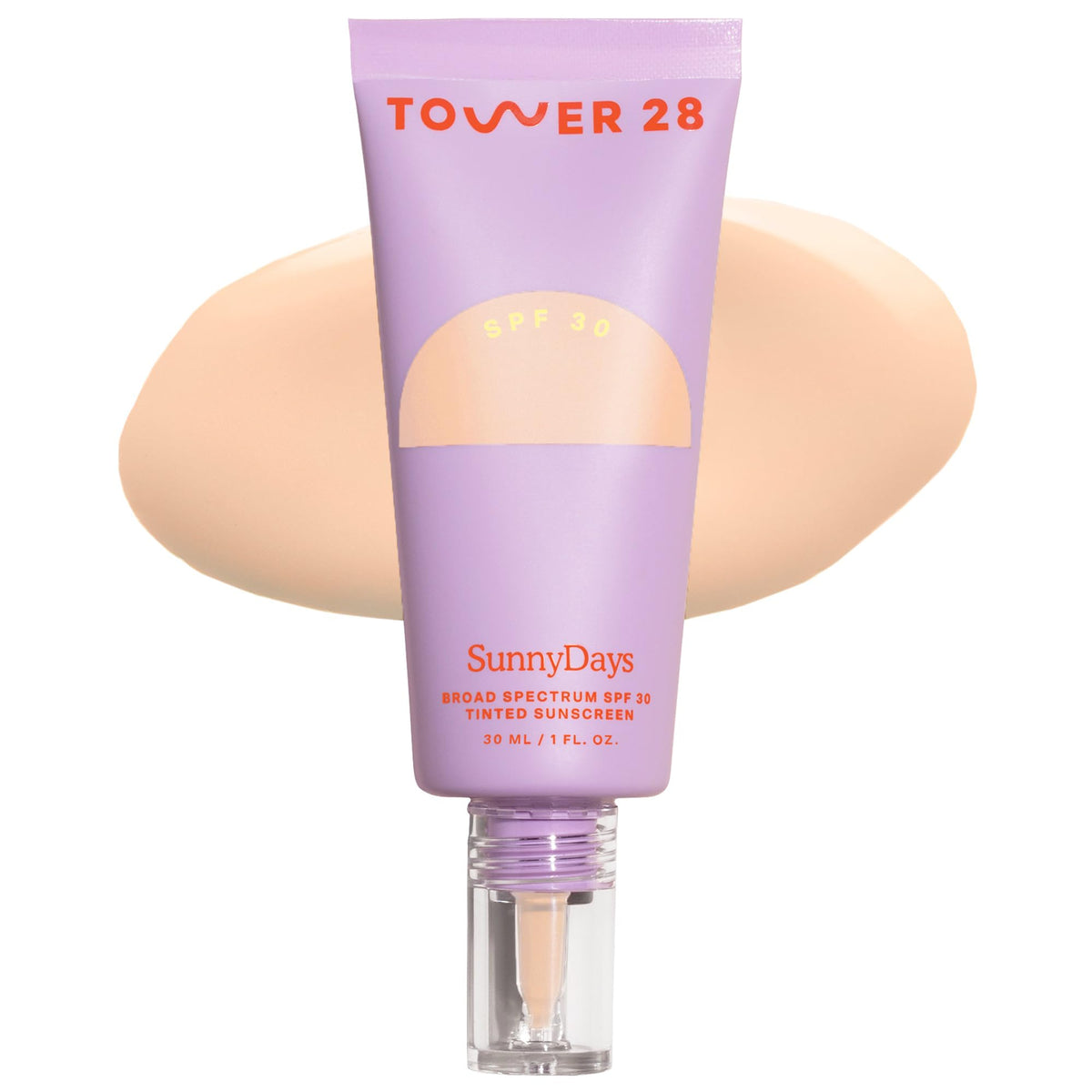 Tower 28 front tube showing SunnyDays SPF 30 and shade label, quick product ID