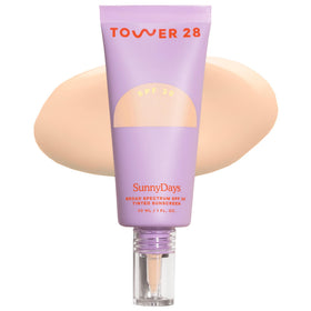 Tower 28 front tube showing SunnyDays SPF 30 and shade label, quick product ID