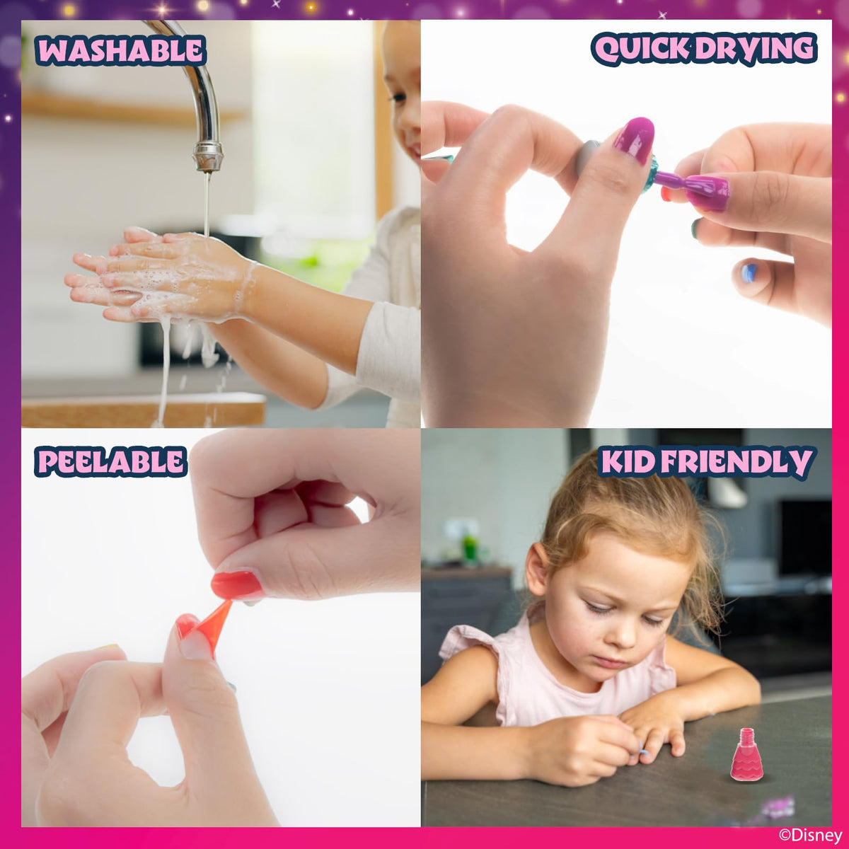 Townley Girl label detail with safe water-based formula information benefit