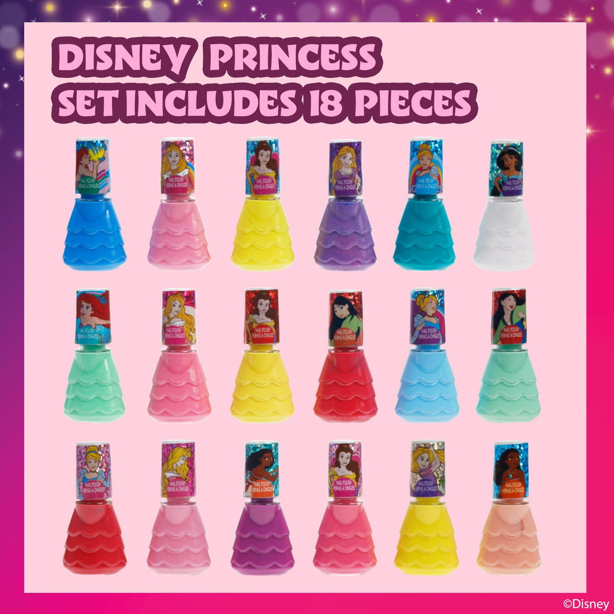 Townley Girl top view of all 18 bottles displaying color variety and options