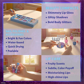 Townley Girl brushes and shimmers detail showing gentle applicators for kids