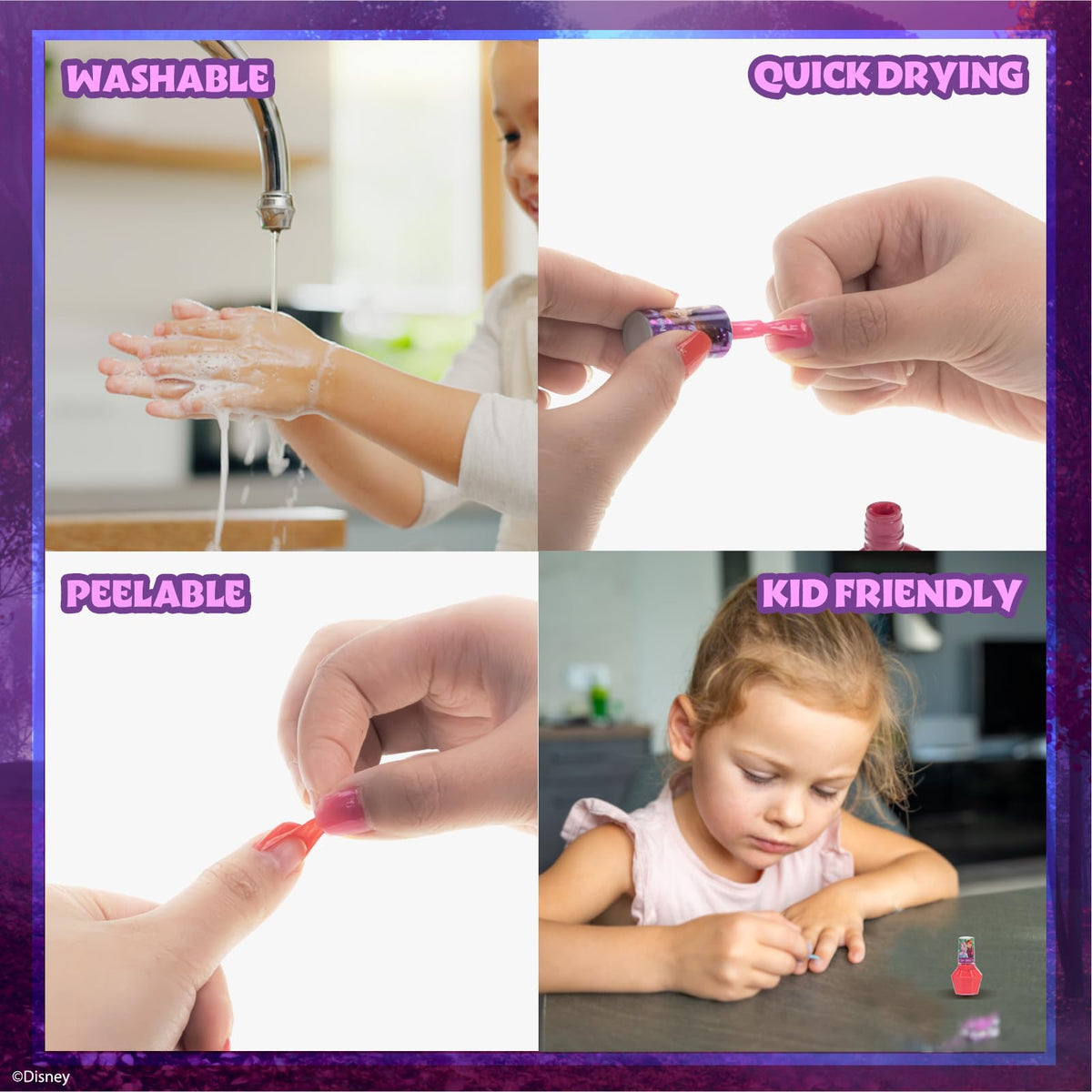 Townley Girl child applying polish demonstrating quick-dry formula for less waiting