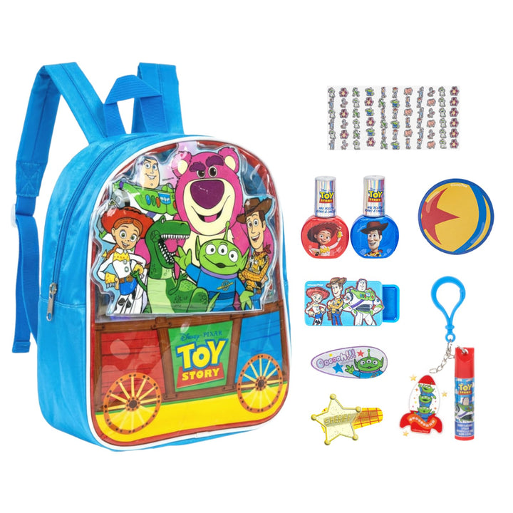 Townley Girl backpack front view with Toy Story design and organized storage benefits