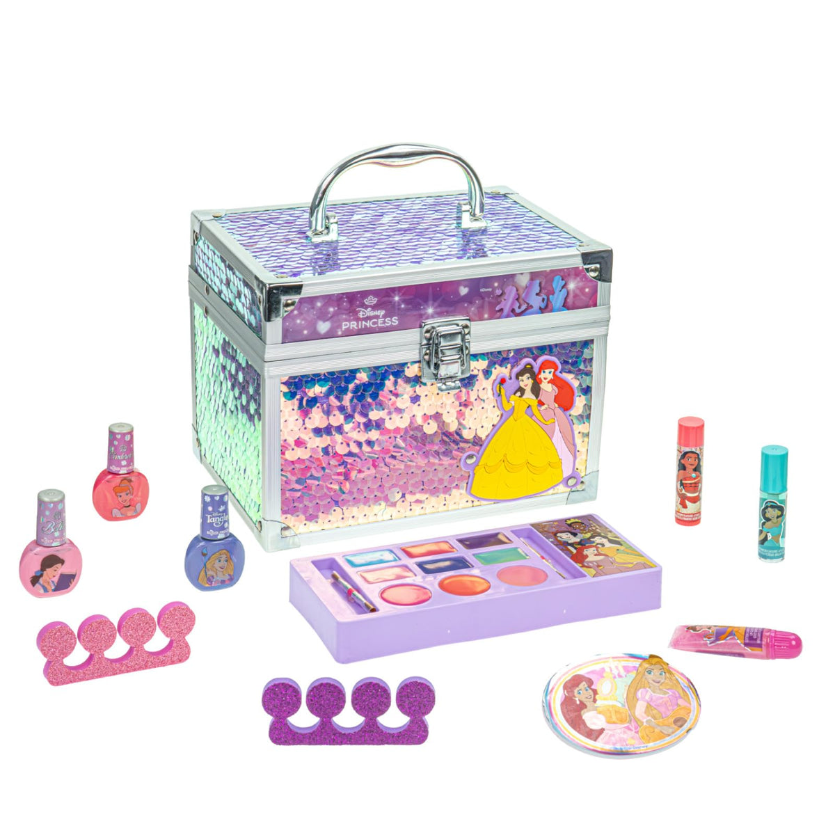 Townley Girl train case front view showing organized kit and portability benefit