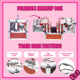 Townley Girl train case in hand showing compact size and travel convenience