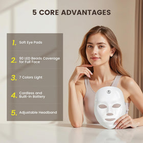 TOYHIS mask in use on model relaxing to show cordless convenience