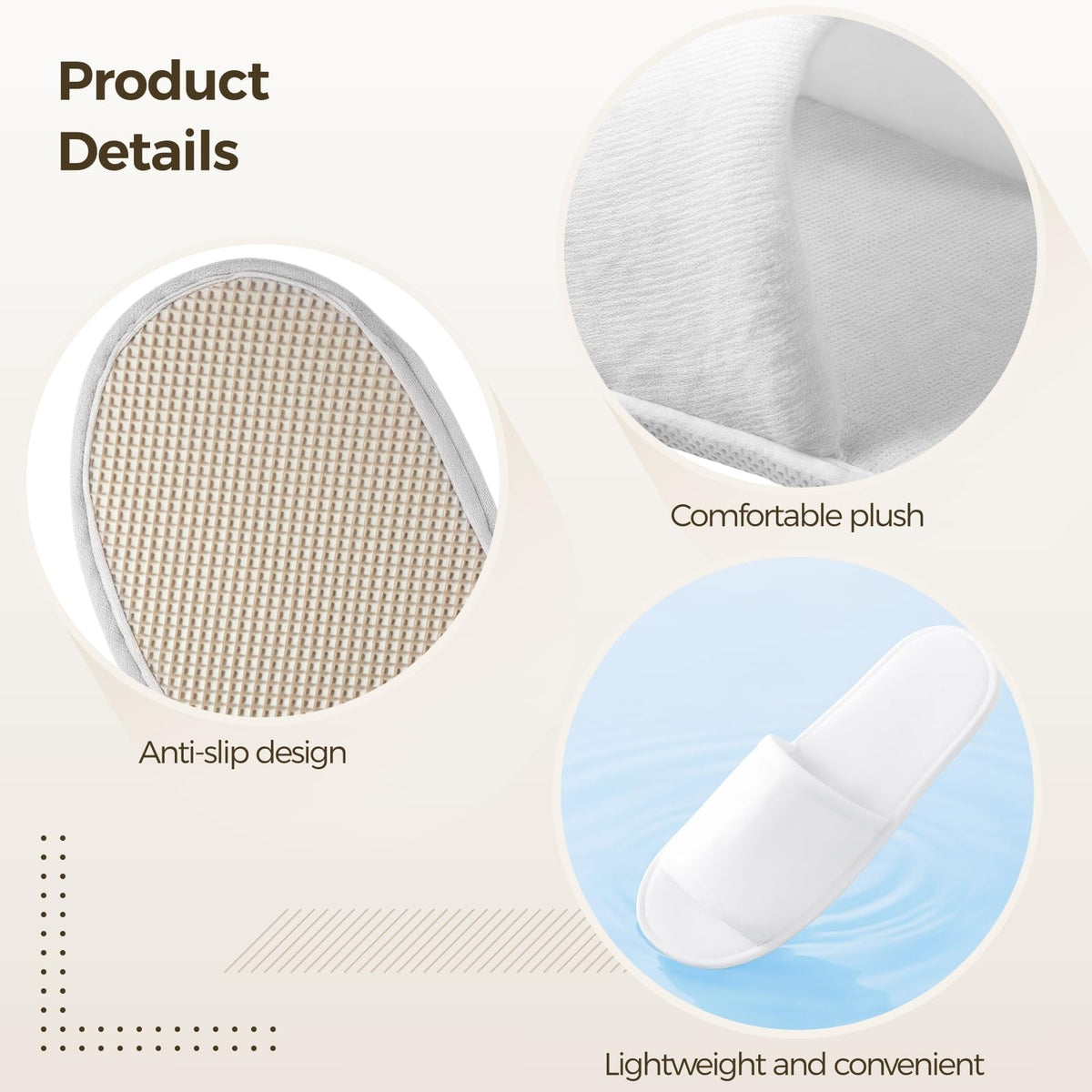 Toyosport slipper held in hand for size scale and easy distribution