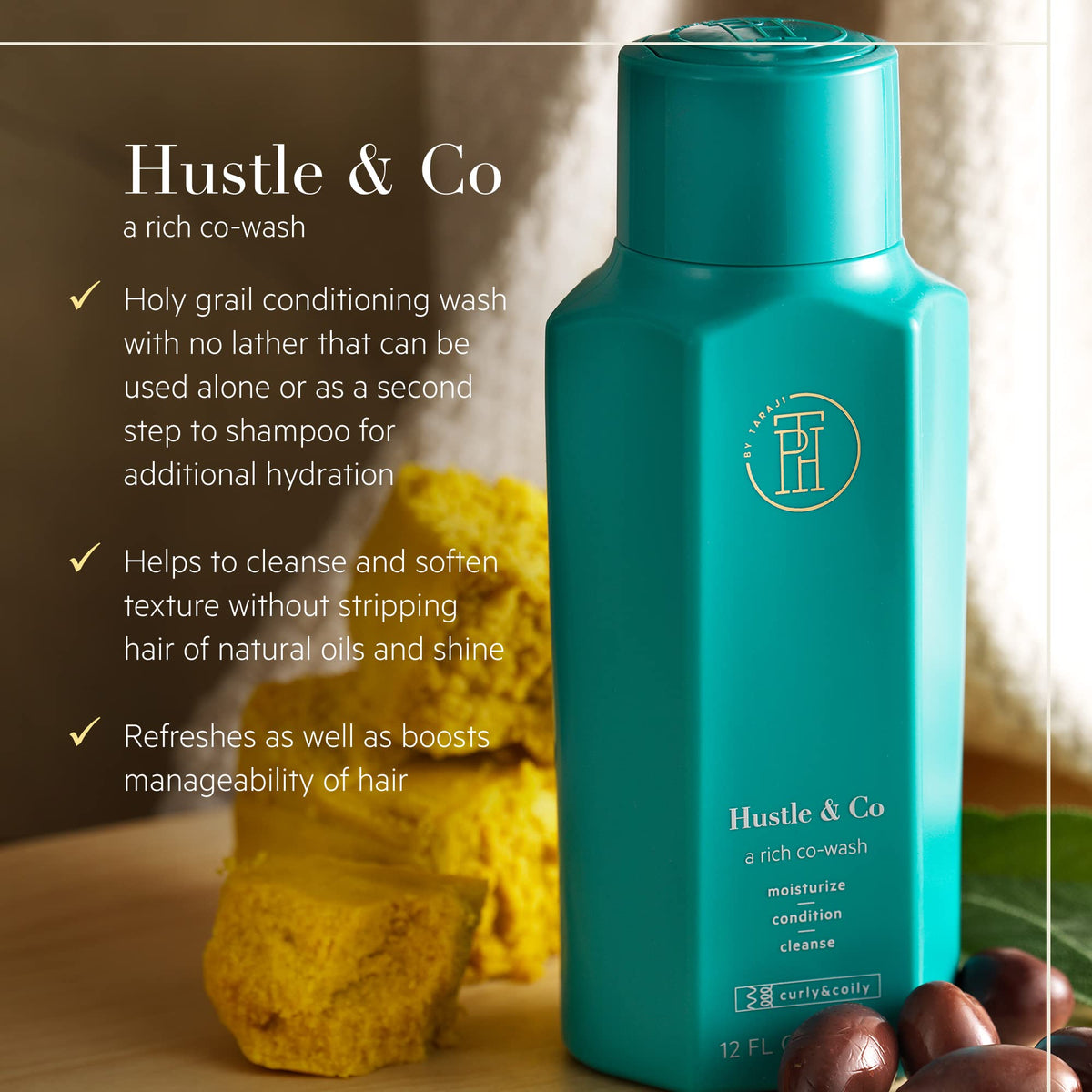 TPH by Taraji applied in shower demonstrating gentle cleansing action