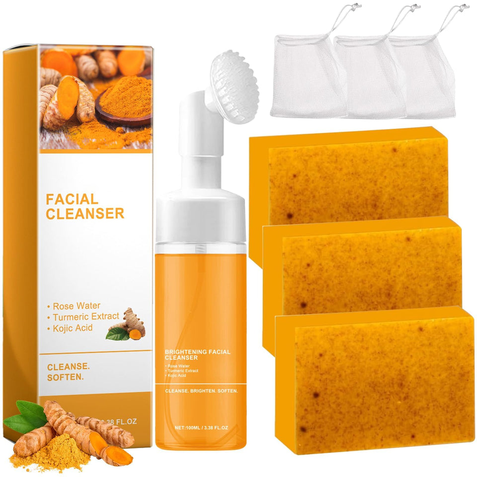 TPTAL front packaging of turmeric wash set showing contents and benefit of complete cleansing