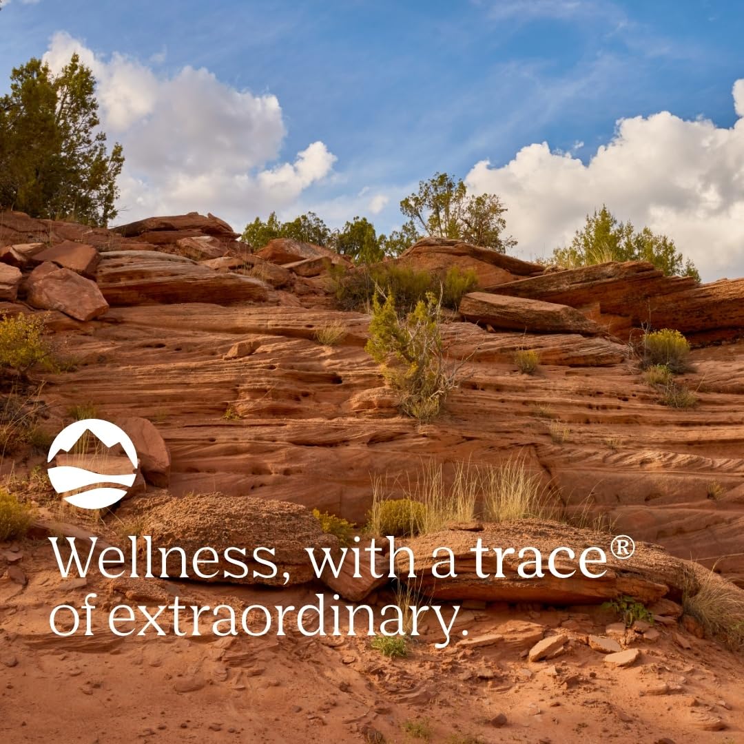 Trace Minerals TMskincare on bathroom shelf in lifestyle scene showing daily routine fit
