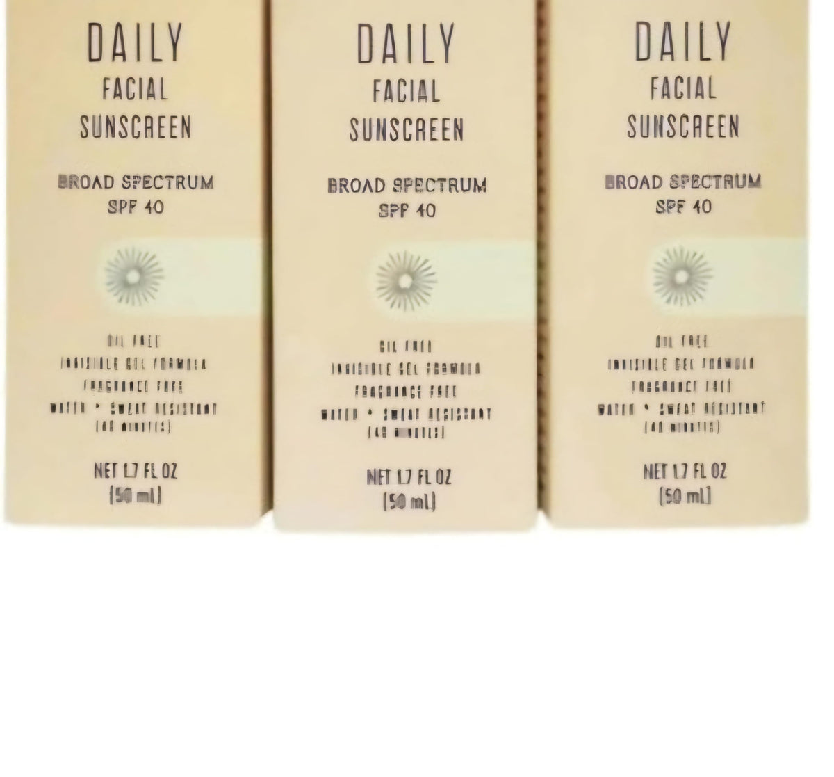 Generic Trader Jo front packaging showing SPF40 and 3-pack benefit