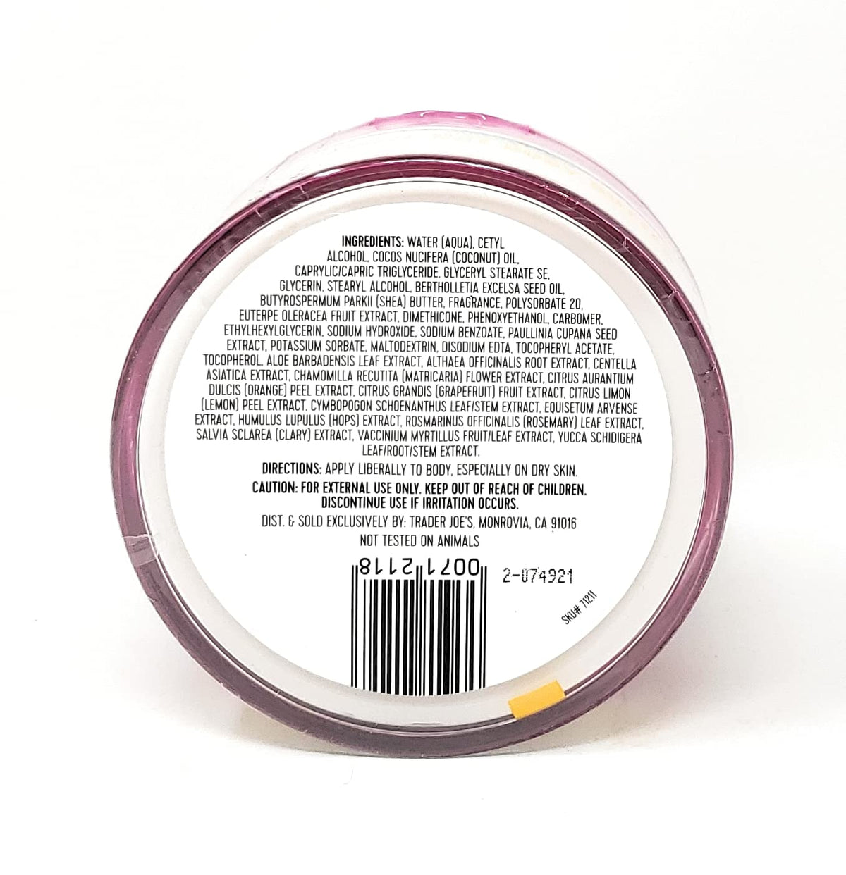 Trader Joe's body butter applied to elbow, demonstrates smoothing benefit