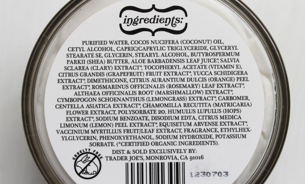Trader Joe's jar on bathroom counter in use setting, suggests everyday moisturizing benefit