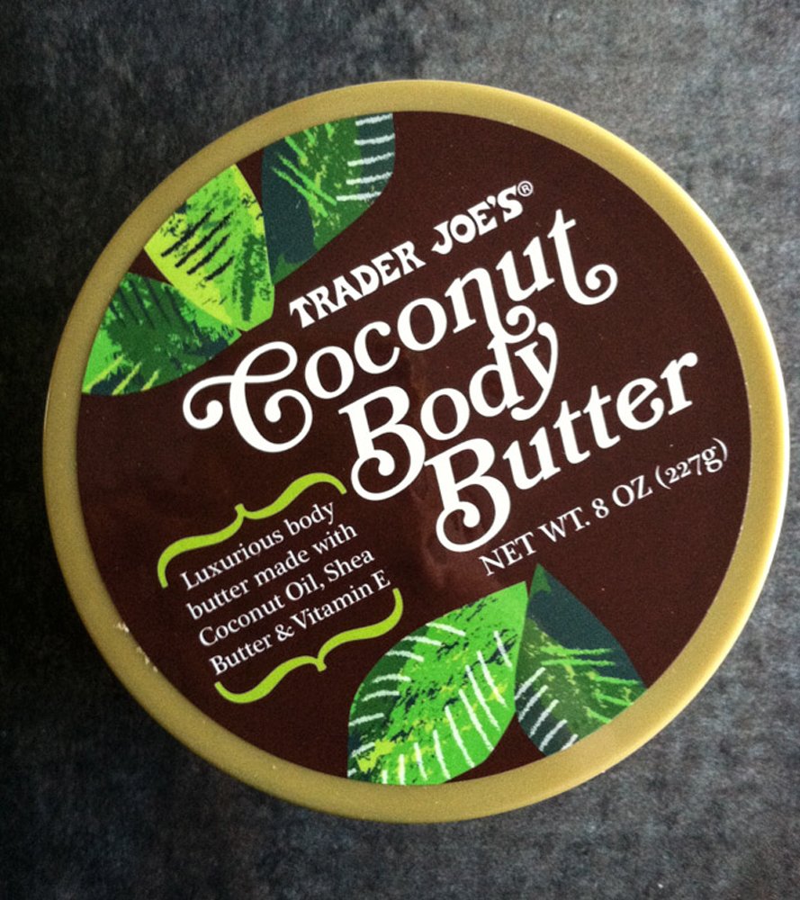 Trader Joe's cream on palm being smeared, demonstrates easy absorption and moisturizing benefit