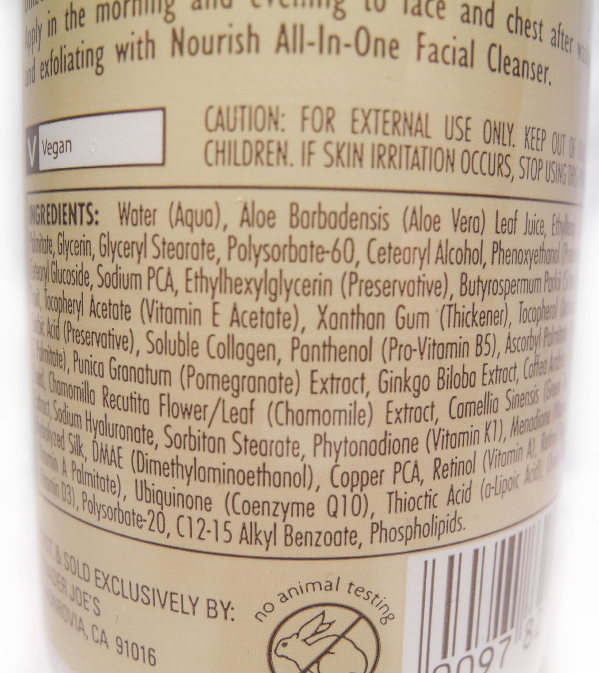 Trader Joe's Nourish applied on hand in lifestyle shot demonstrating quick absorption benefit