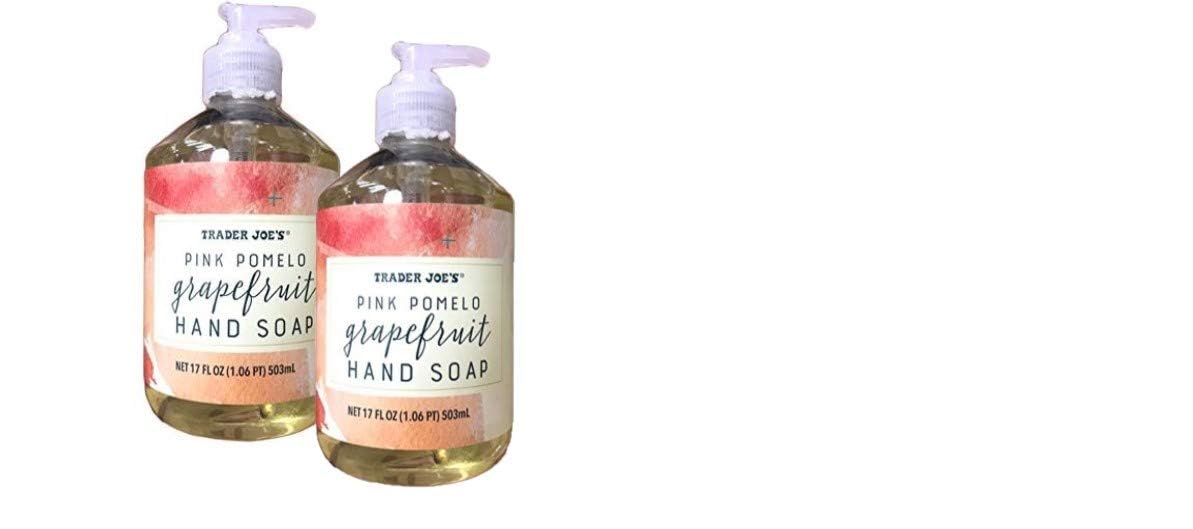 Trader Joe's hand soap front packaging shows bottle and fresh citrus scent benefit