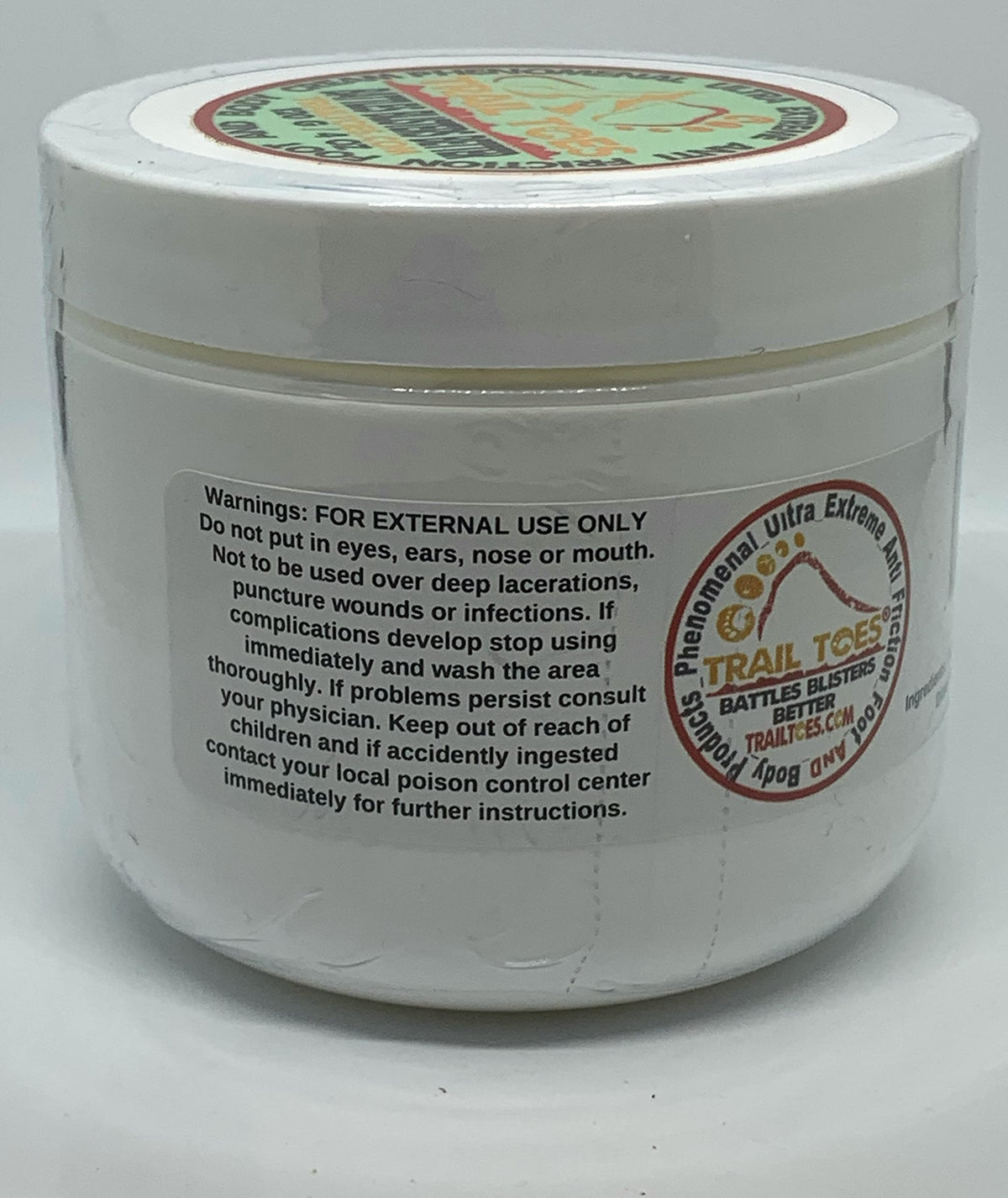 Trail Toes label close-up showing ingredient clarity and trust benefit