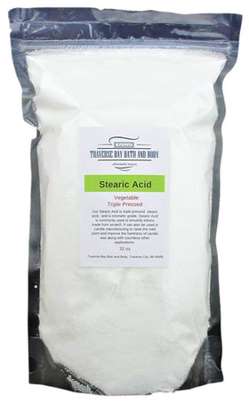Traverse Bay Bath and Body close-up of stearic acid flakes texture ensures easy melting