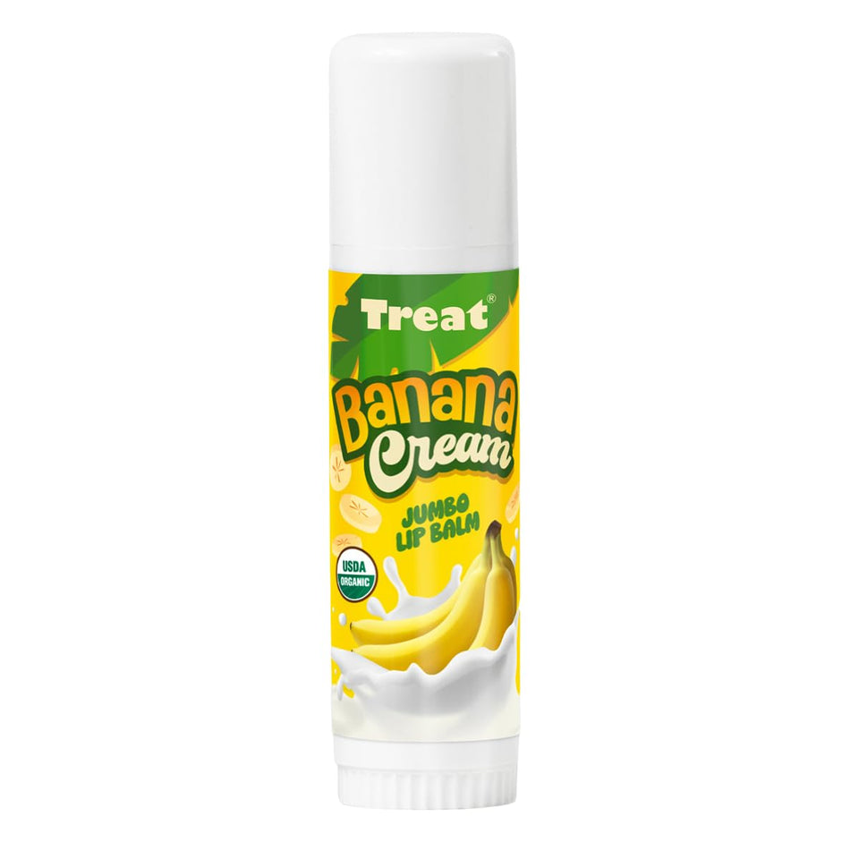 TREAT banana cream front packaging showing jumbo tube and flavor benefits