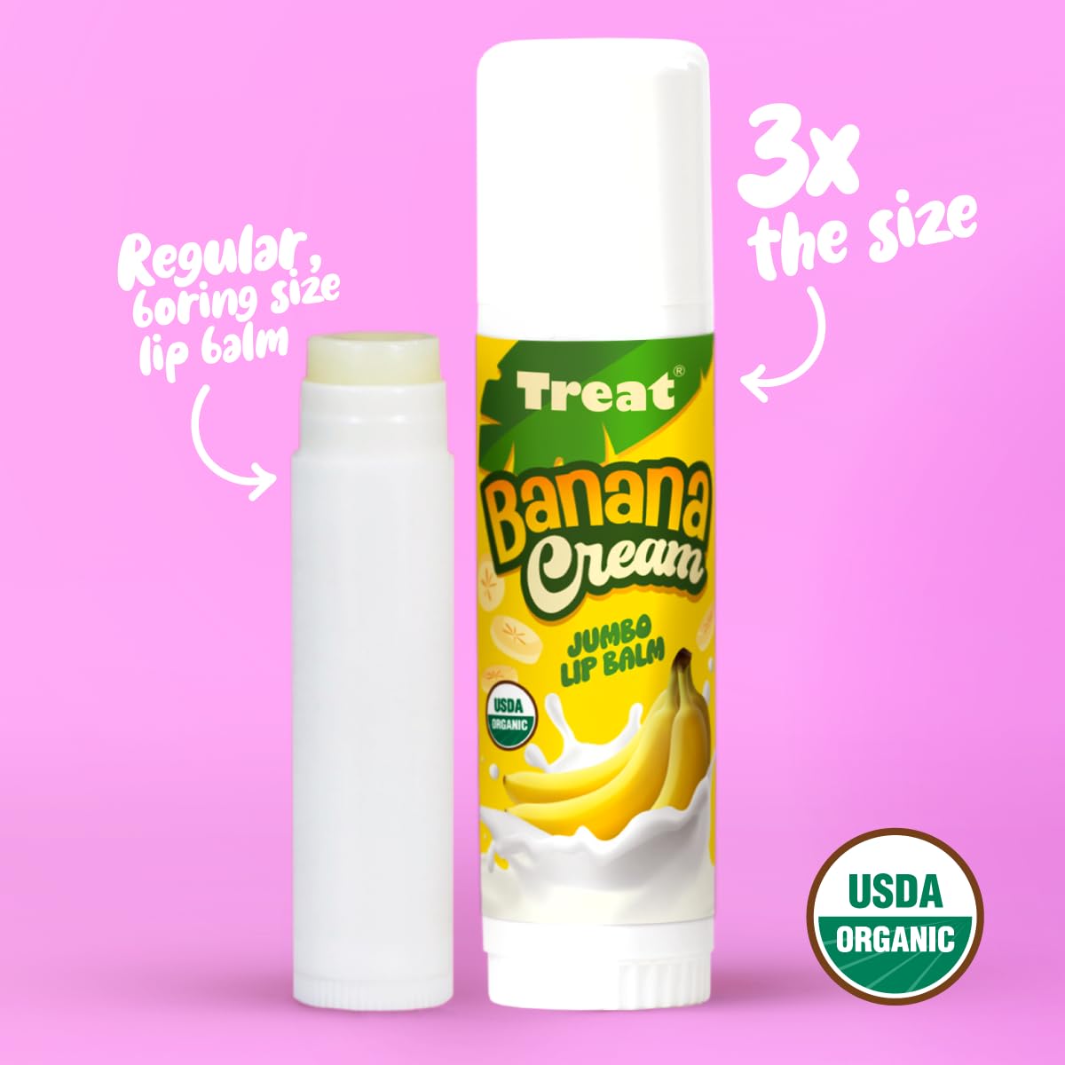 TREAT banana cream open stick top view highlighting smooth application